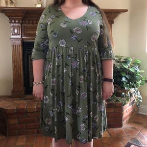 Green floral dress